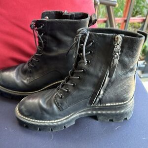 Sam edelman garret Platform Combat Moto Boot Women Black Leather